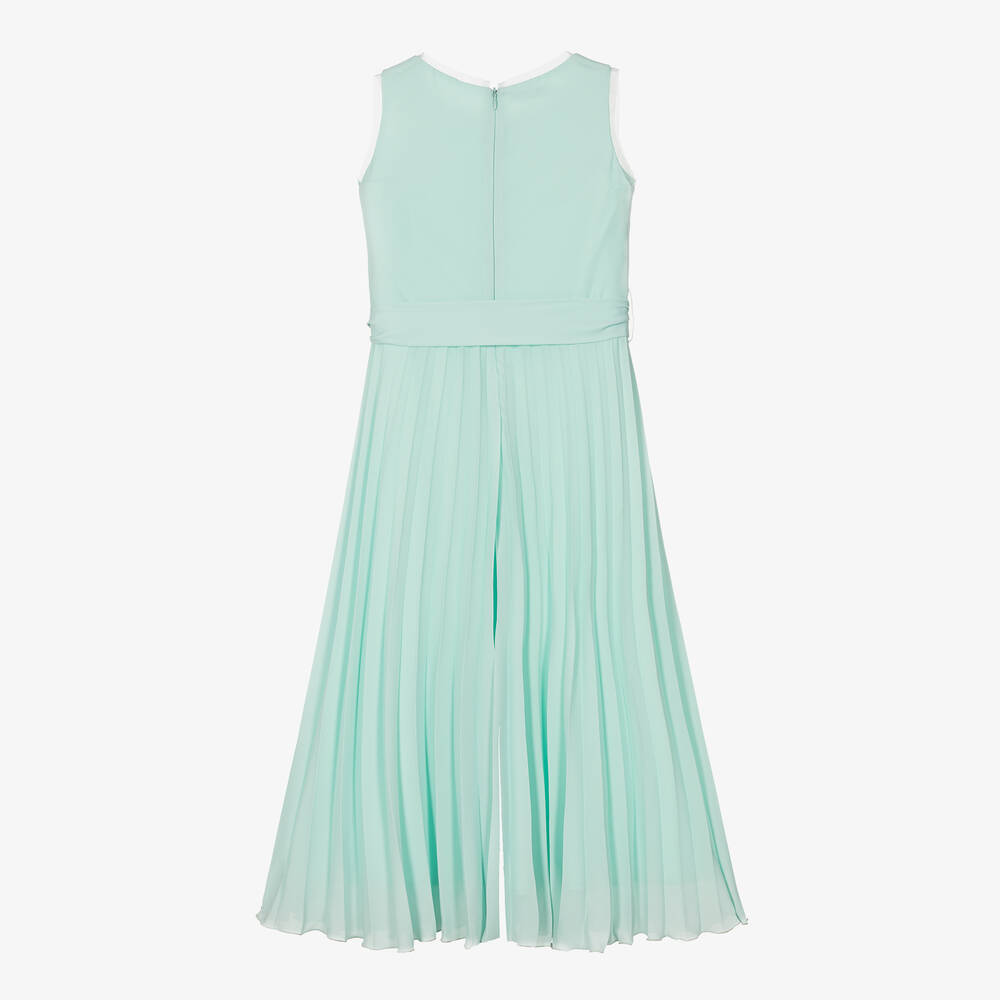 إلسي-جمبسوت كريب شيفون لون أزرق أكوا مزين بترتر | Childrensalon Outlet