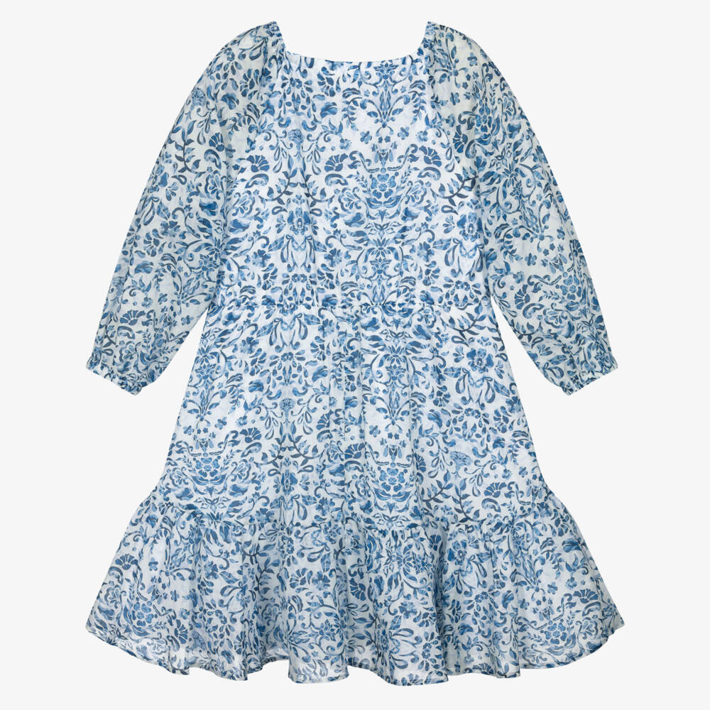 couture by Elsy-Girls Blue Floral Cotton Sundress | Childrensalon Outlet