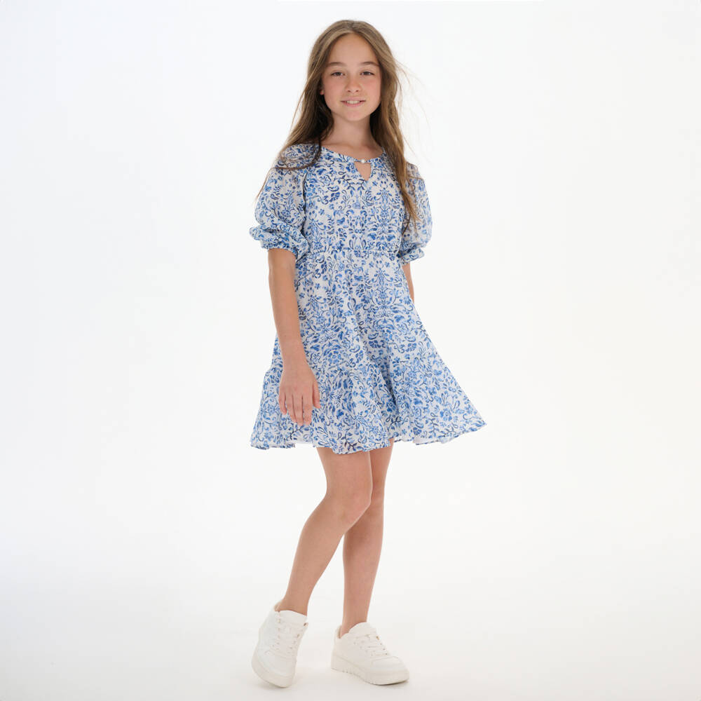 couture by Elsy-Girls Blue Floral Cotton Sundress | Childrensalon Outlet