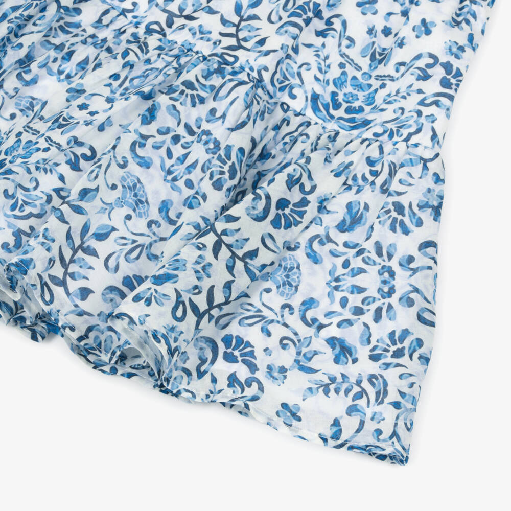 couture by Elsy-Girls Blue Floral Cotton Voile Skirt | Childrensalon Outlet