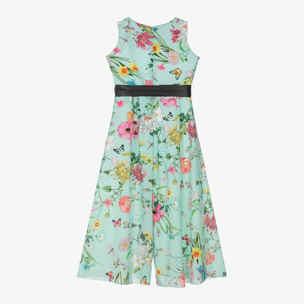 Elsy-Girls Blue Floral Crêpe Jumpsuit | Childrensalon Outlet