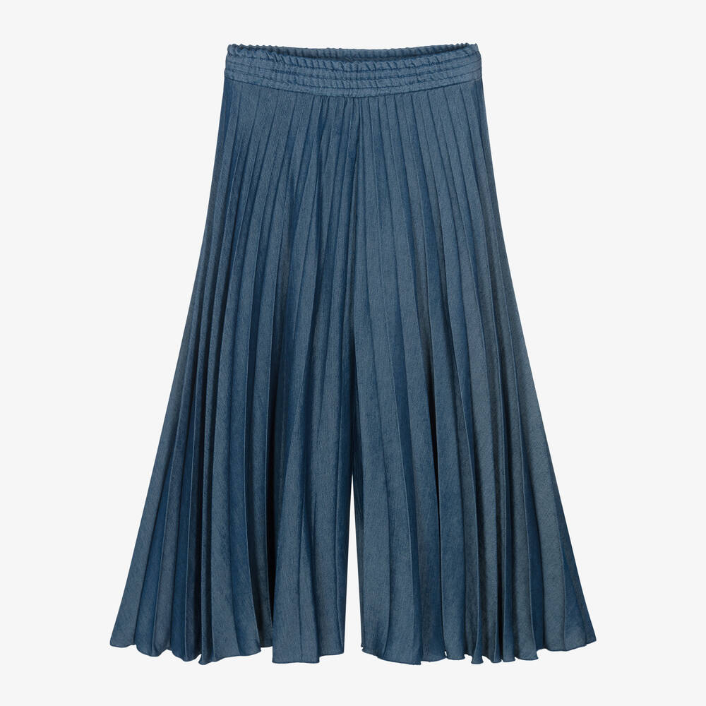 Elsy-Girls Blue Pleated Wide Leg Trousers | Childrensalon Outlet
