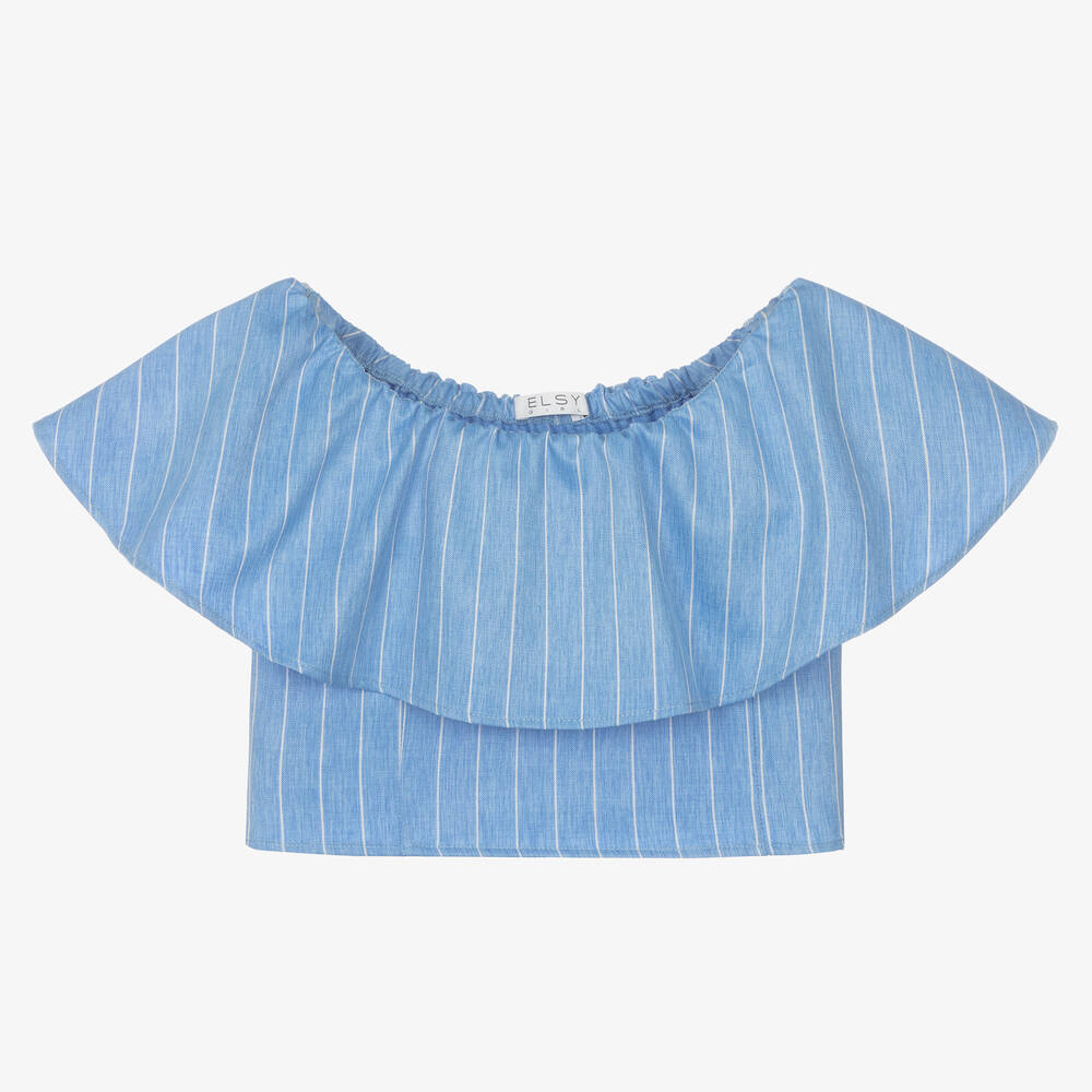 إلسي-بلوز مقلم لون أزرق وأبيض للبنات | Childrensalon Outlet