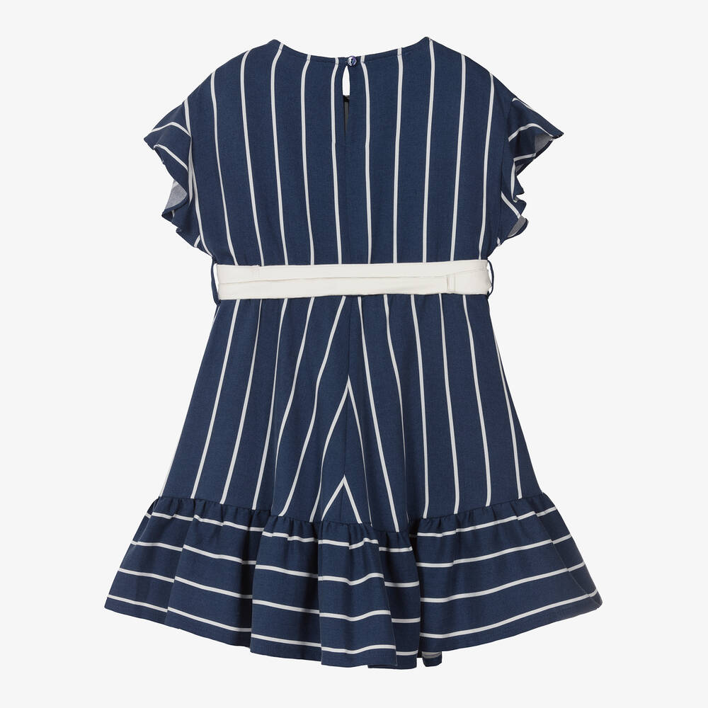 Elsy-Girls Blue Striped Lyocell Dress | Childrensalon Outlet