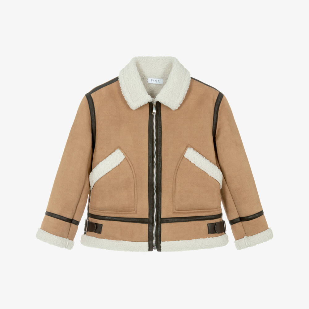 Elsy-Girls Brown Pilot Jacket | Childrensalon Outlet