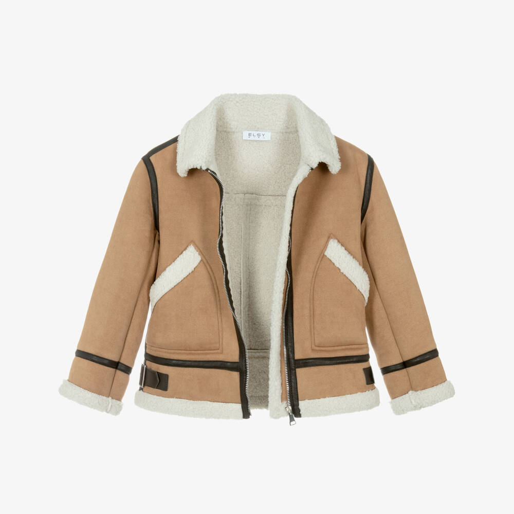 Elsy-Girls Brown Pilot Jacket | Childrensalon Outlet