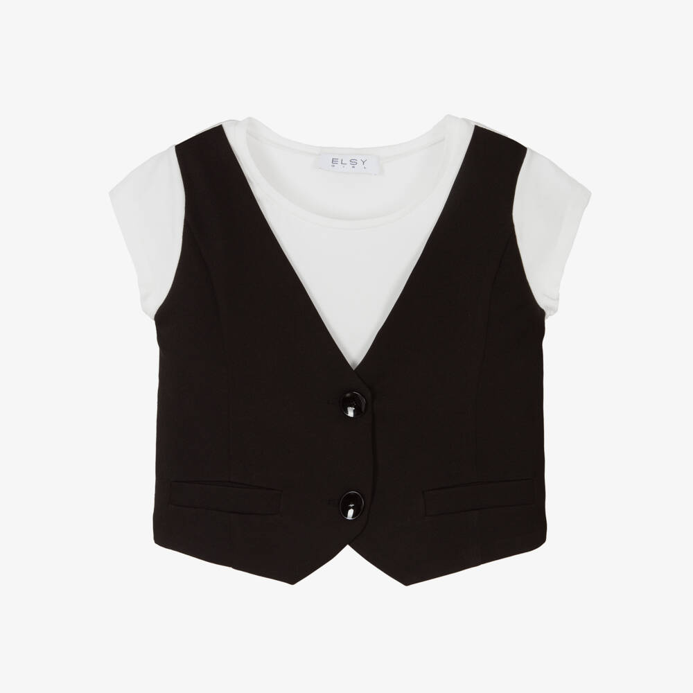 couture by Elsy-Girls Chic Black & White Vest Top | Childrensalon Outlet