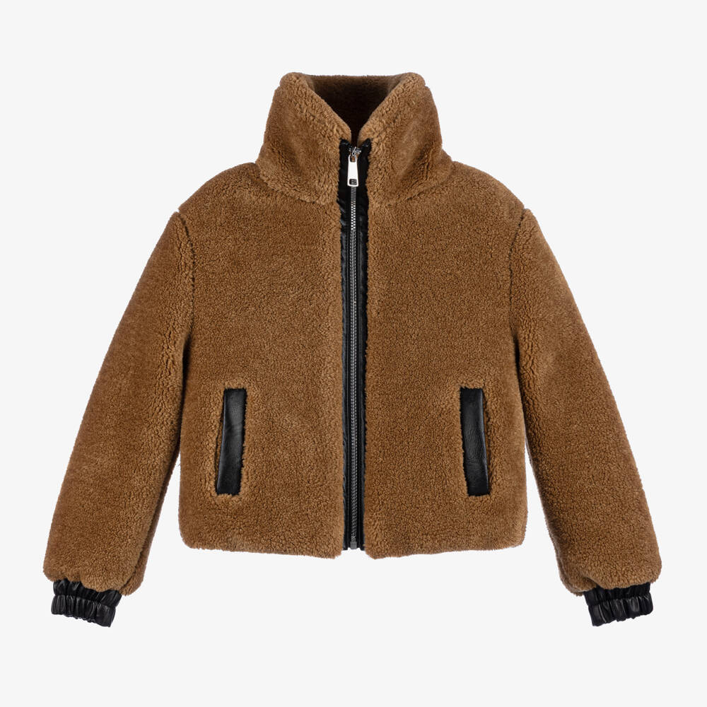 Elsy-Girls Chocolate Plush Jacket | Childrensalon Outlet