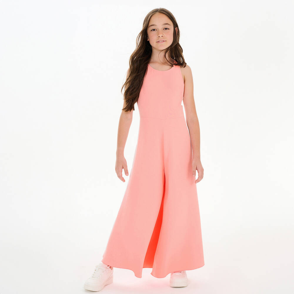 couture by Elsy-Girls Coral Silky Wide-Leg Romper | Childrensalon Outlet