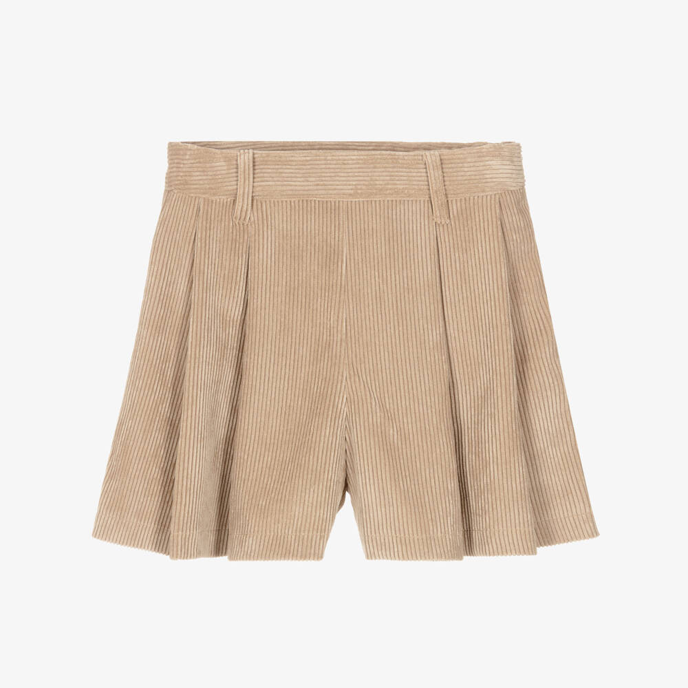 Elsy-Girls Corduroy Pleated Beige Skort | Childrensalon Outlet