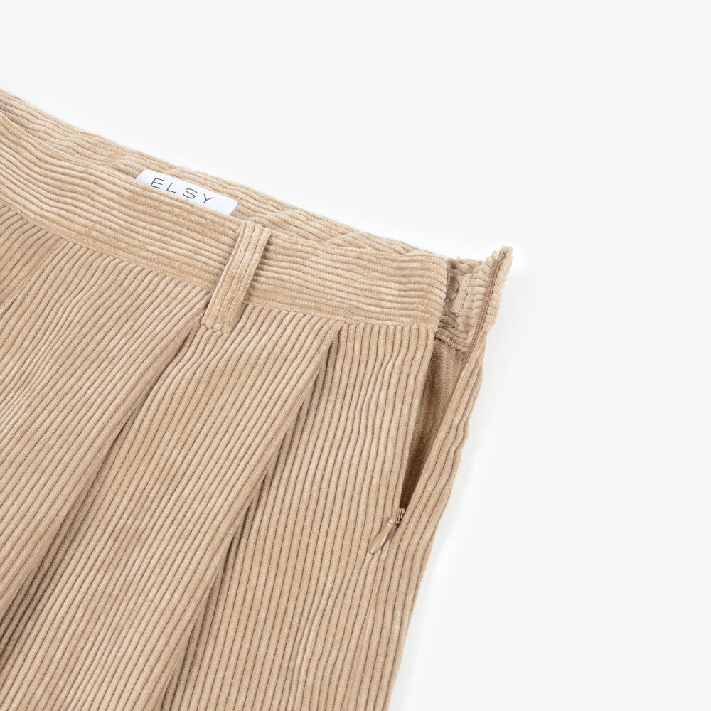 Elsy-Girls Corduroy Pleated Beige Skort | Childrensalon Outlet