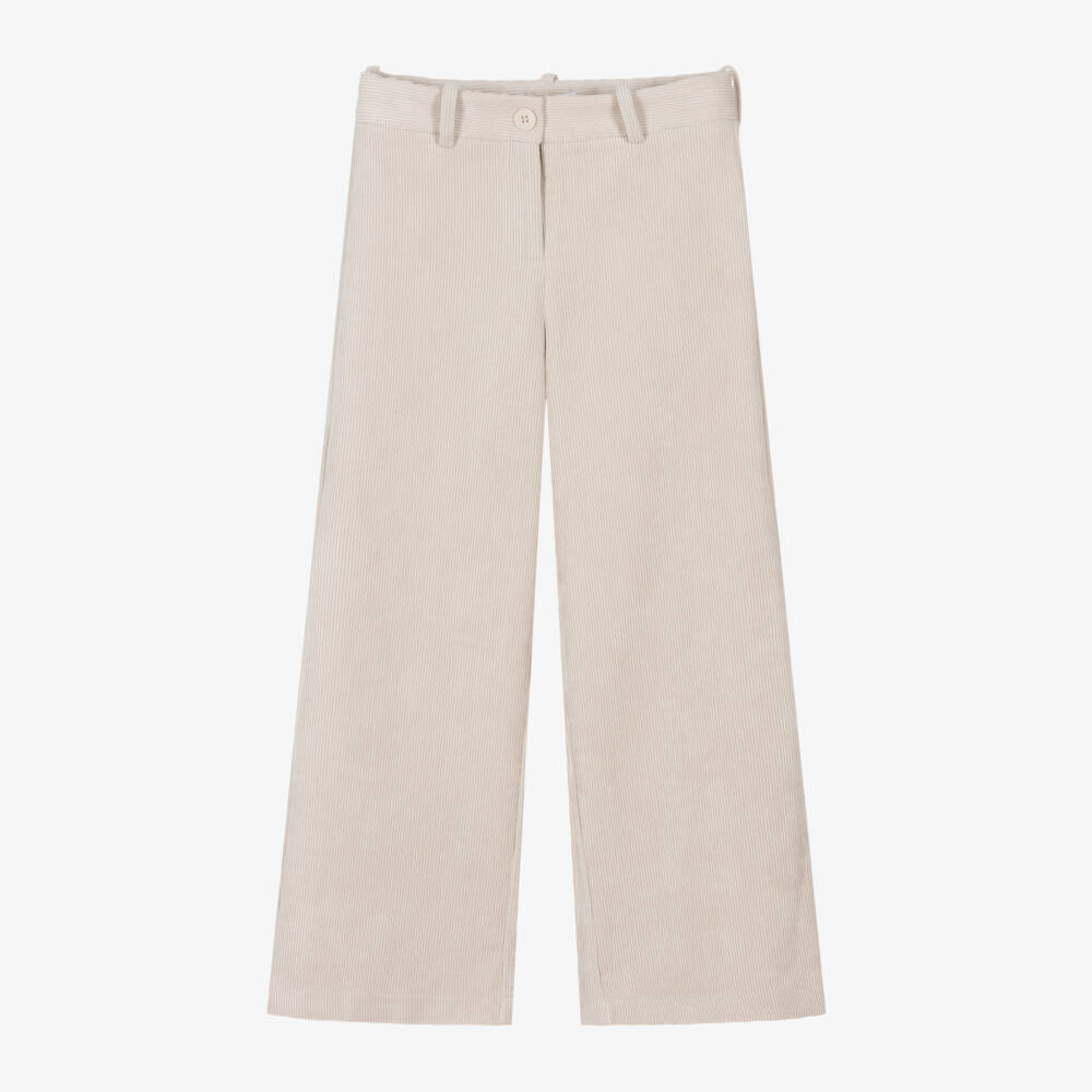 Elsy-Girls Cream Corduroy Wide-Leg Trousers | Childrensalon Outlet