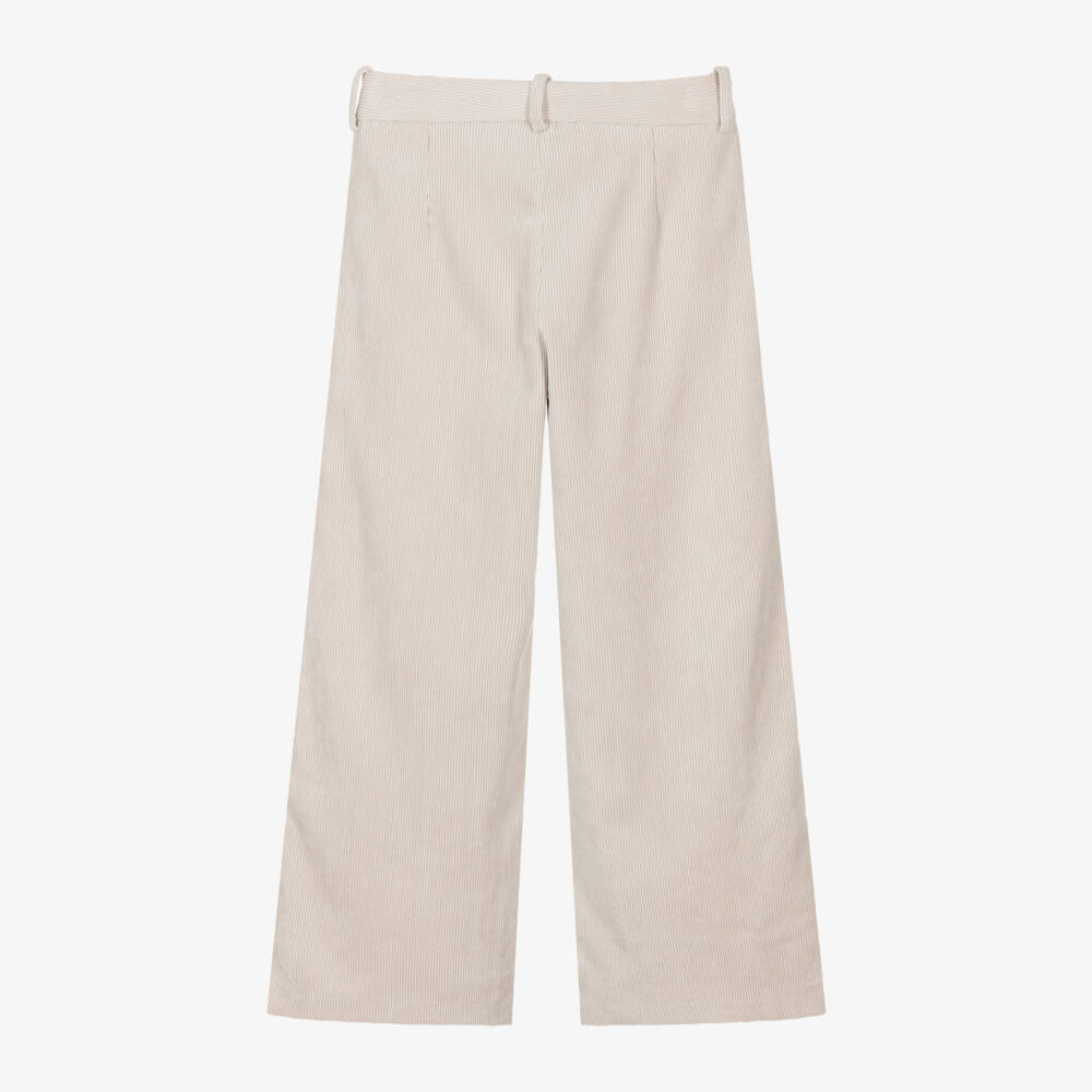 Elsy-Girls Cream Corduroy Wide-Leg Trousers | Childrensalon Outlet