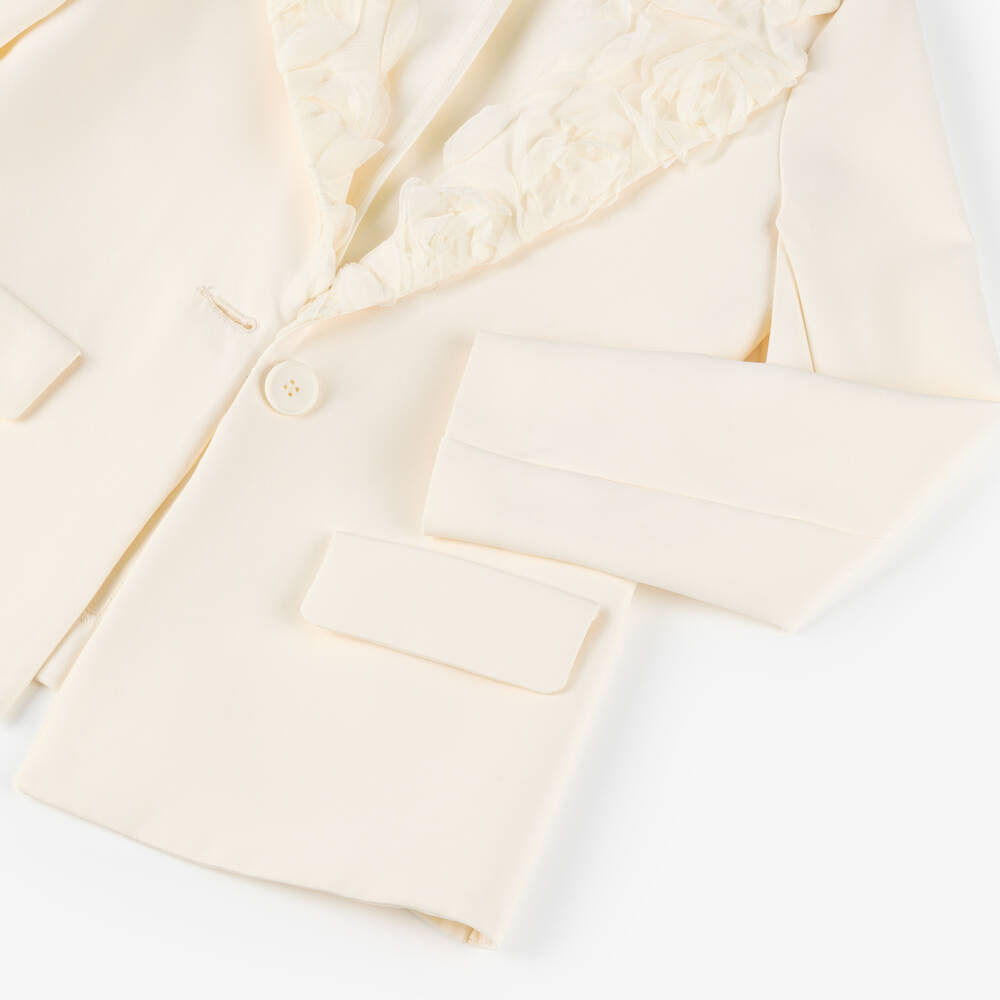 couture by Elsy-Girls Cream Floral Lapel Blazer | Childrensalon Outlet