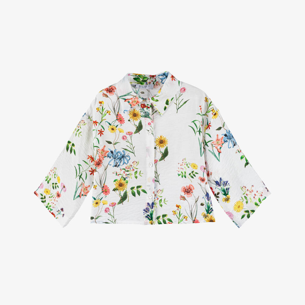 couture by Elsy-Girls Creamy Bloom-Patterned Blouse | Childrensalon Outlet