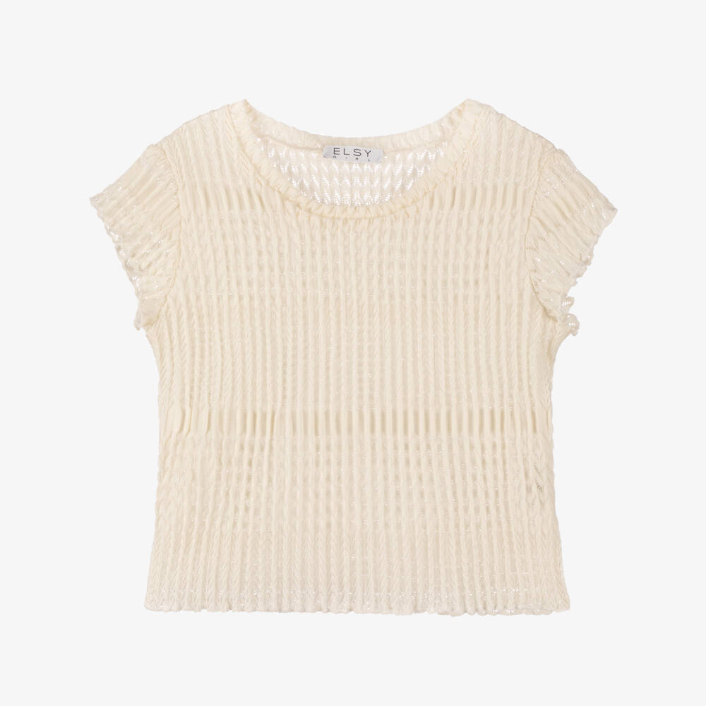 couture by Elsy-Girls Creamy Lace Knit Blouse | Childrensalon Outlet