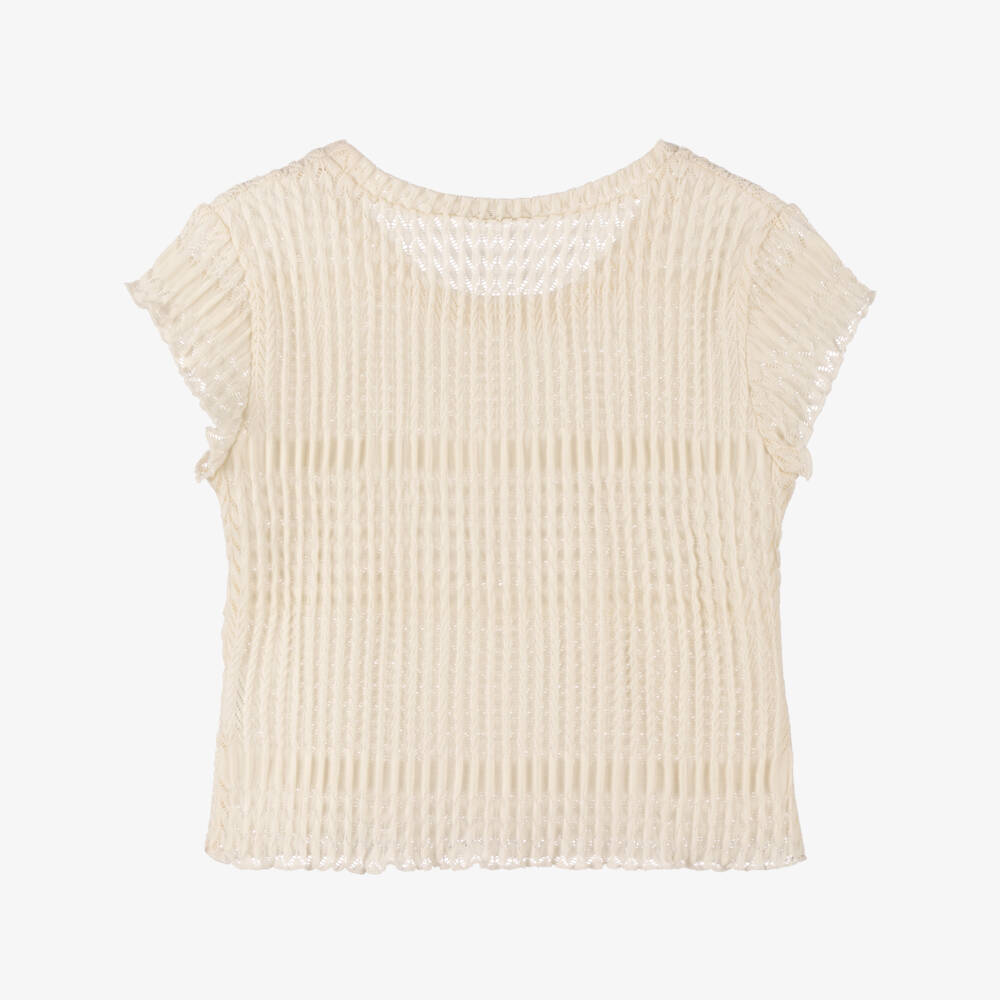 кутюр от Elsy-Кремовая кружевная вязаная блузка для девочек | Childrensalon Outlet