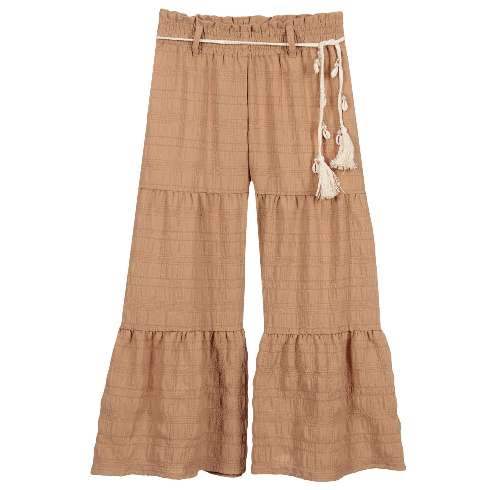 Elsy - Girls Dark Beige Trousers | Childrensalon