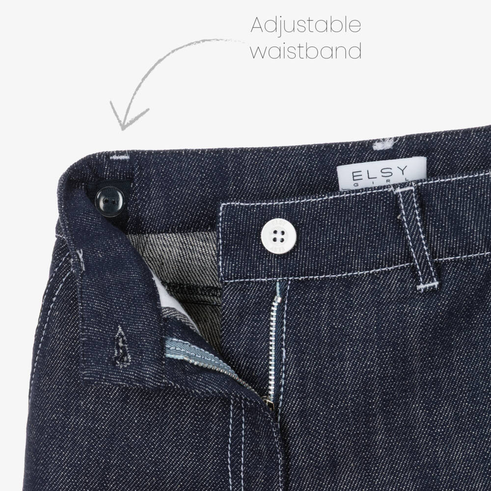 Elsy-Girls Dark Blue Denim White Stitch Jeans | Childrensalon Outlet