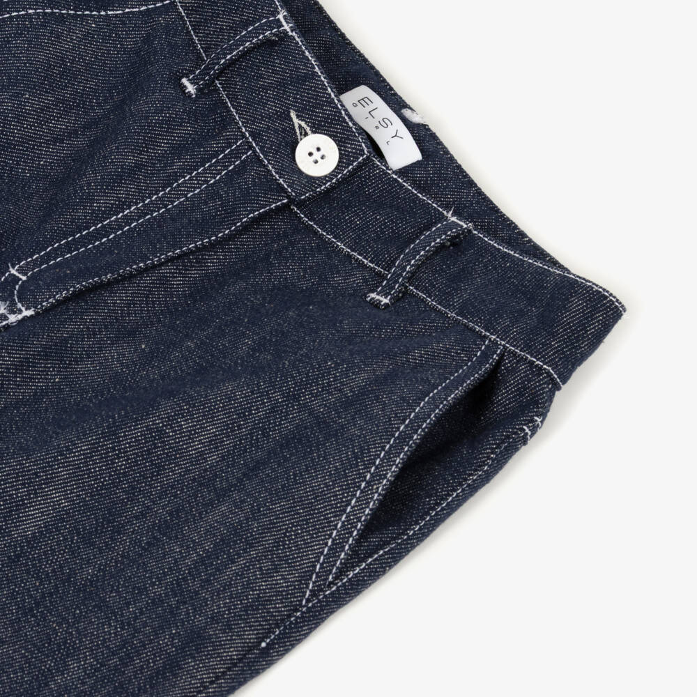 Elsy-Girls Dark Blue Denim White Stitch Jeans | Childrensalon Outlet
