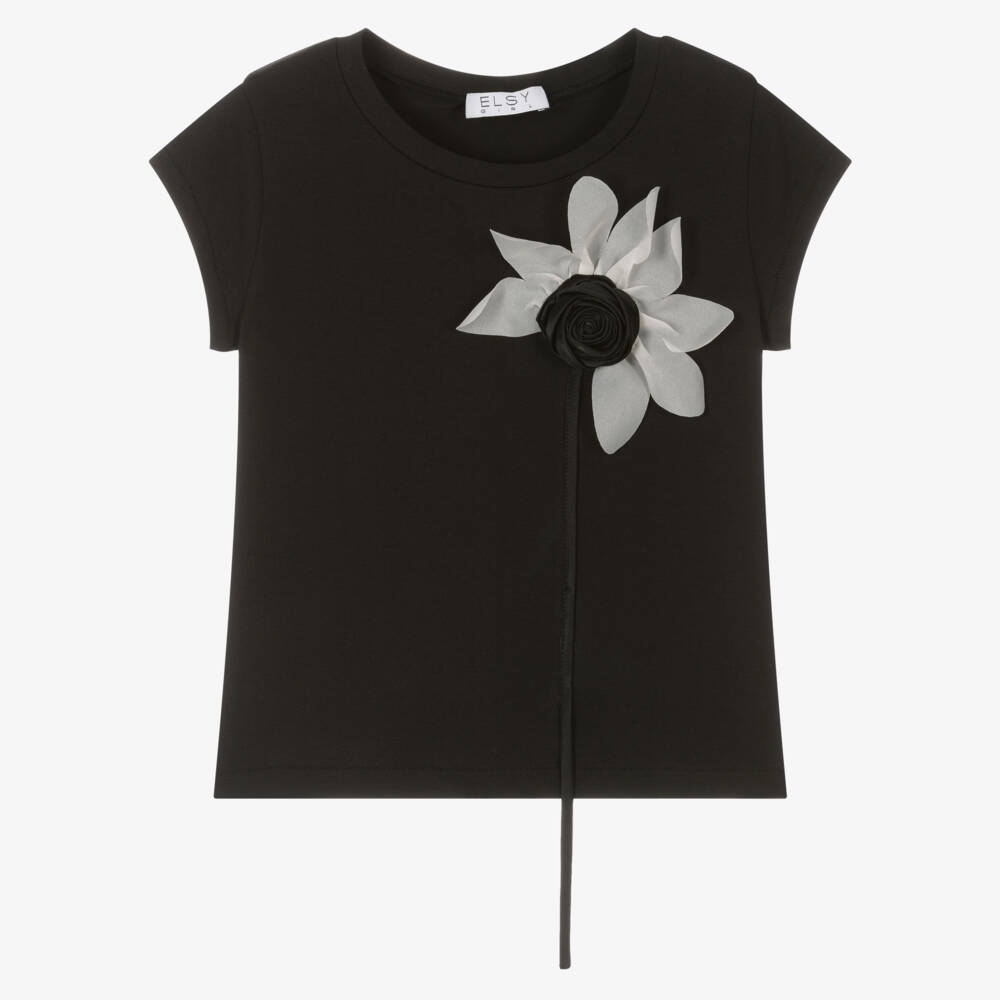 couture by Elsy-Girls Elegant Black Floral Tee | Childrensalon Outlet