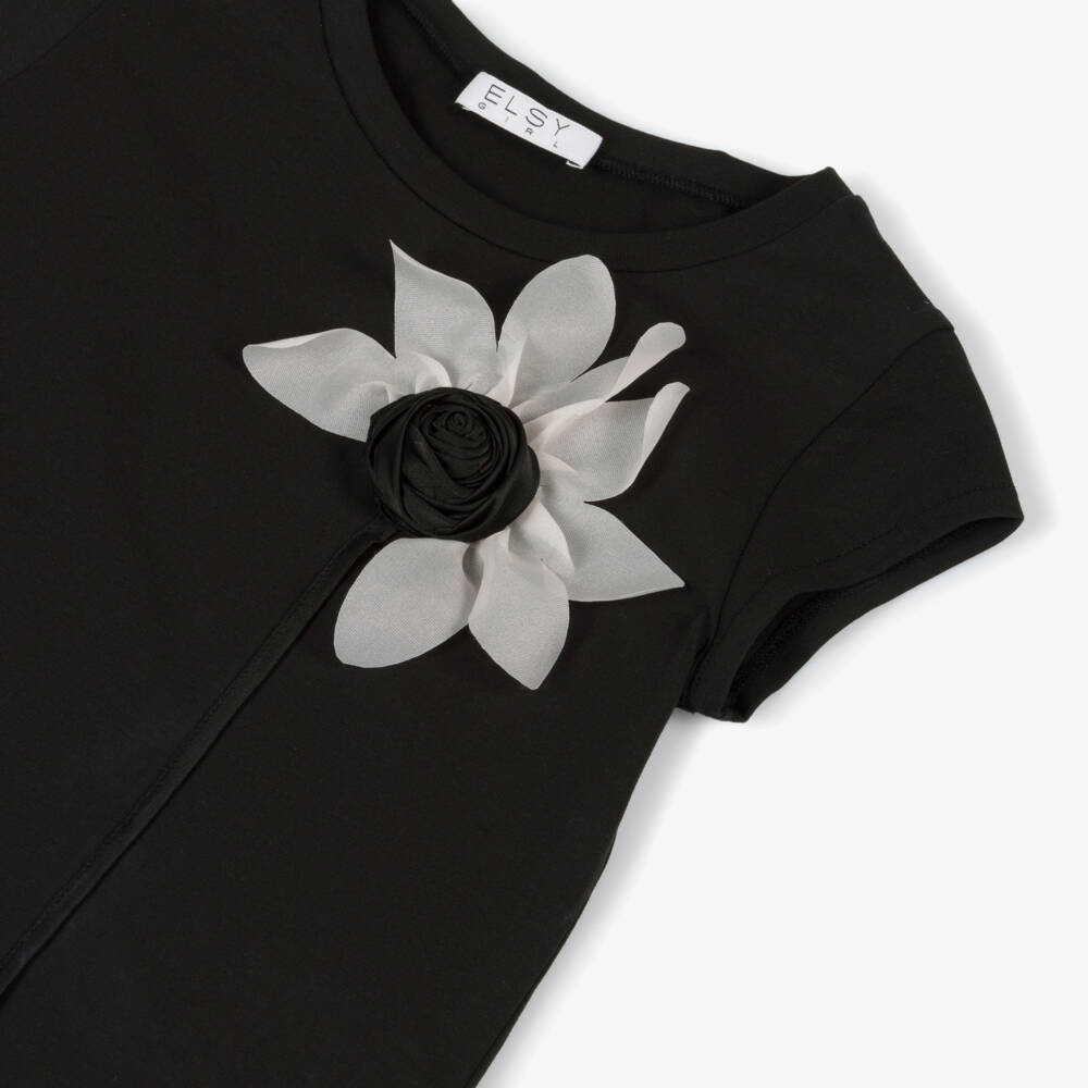 couture by Elsy-Girls Elegant Black Floral Tee | Childrensalon Outlet