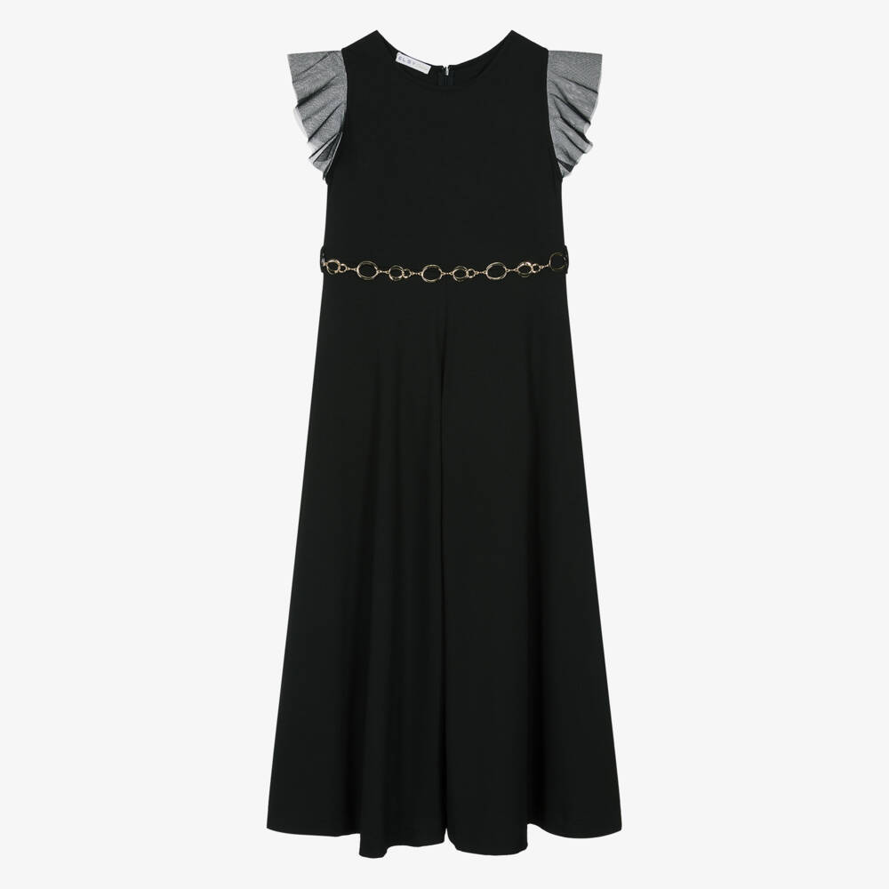 кутюр от Elsy-Элегантный черный трикотажный ромпер для девочек | Childrensalon Outlet