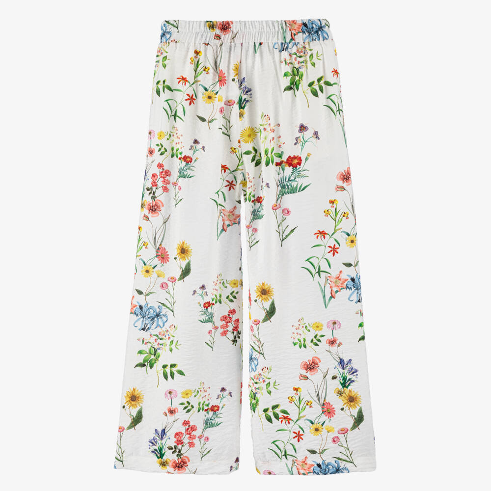 кутюр от Elsy-Элегантные кремовые брюки с цветочным узором для девочек | Childrensalon Outlet