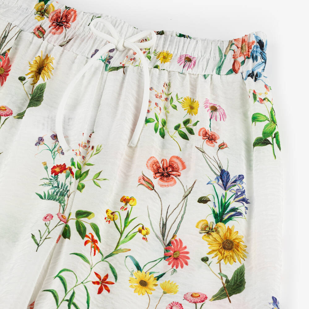 кутюр от Elsy-Элегантные кремовые брюки с цветочным узором для девочек | Childrensalon Outlet