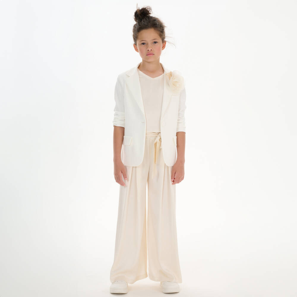 couture by Elsy-Girls Elegant Ivory Satin Pants | Childrensalon Outlet