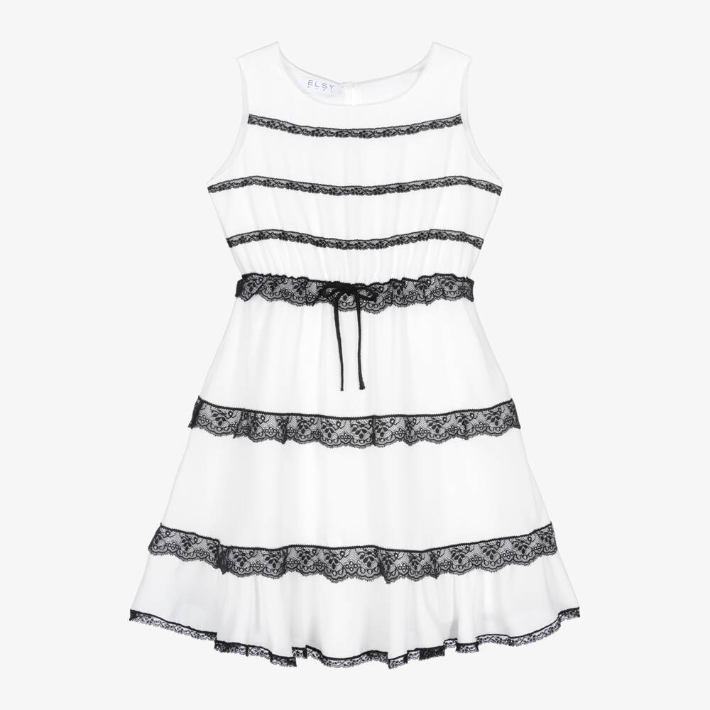couture by Elsy-Girls Elegant Lace-Trimmed White Dress | Childrensalon Outlet
