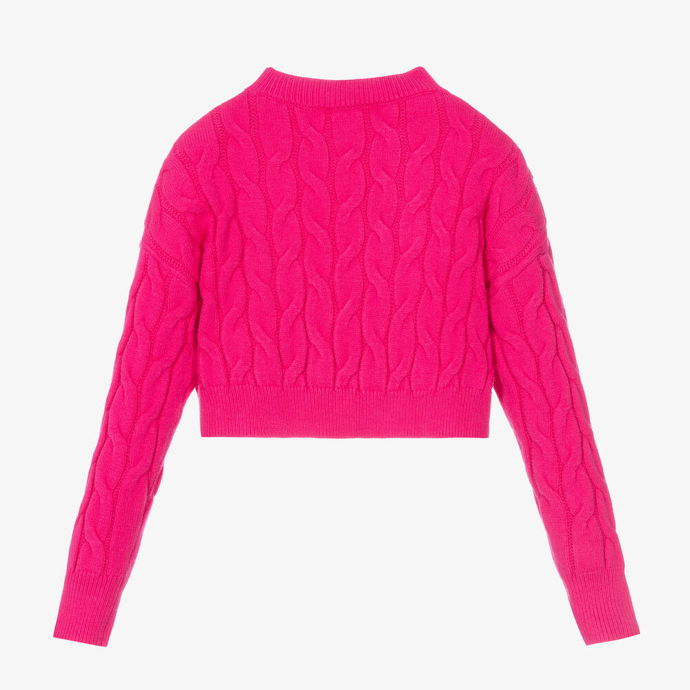 Elsy Girls Fuchsia Pink Knit Cropped Sweater Childrensalon Outlet