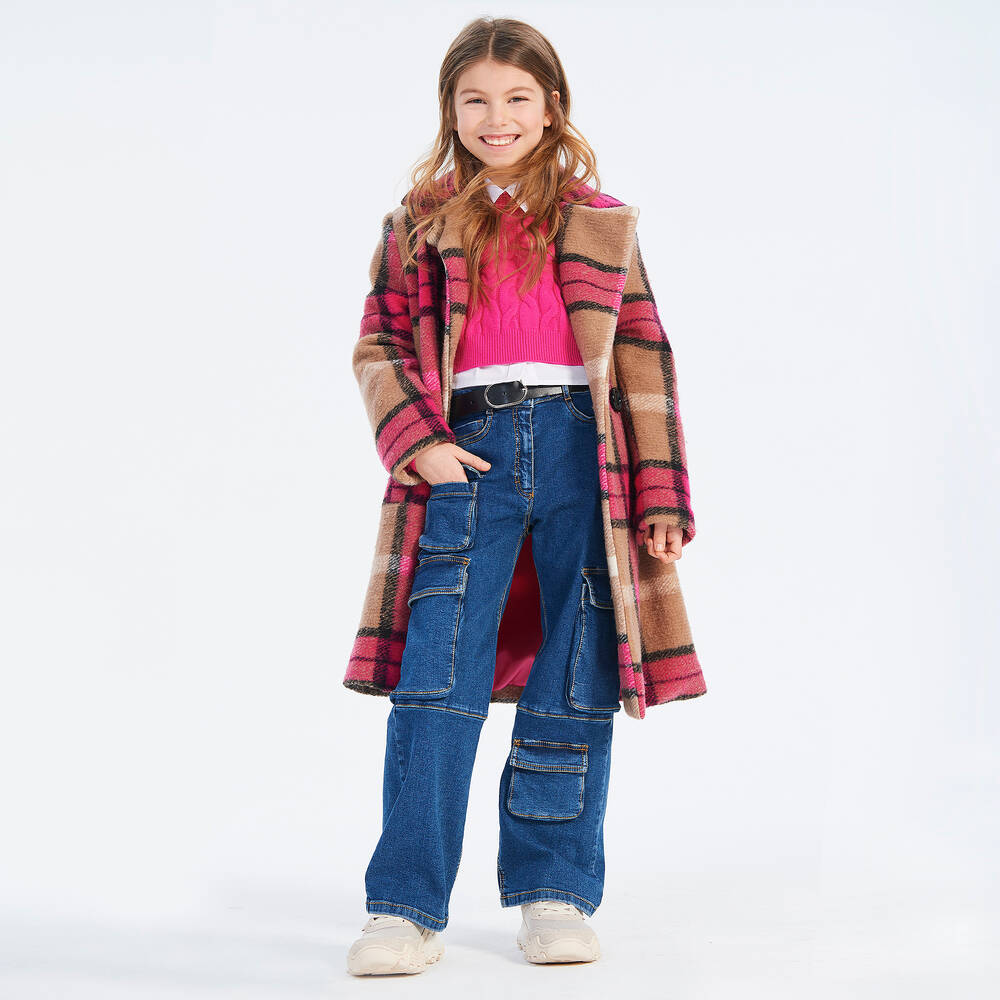 Elsy-Girls Fuchsia Pink Knit Cropped Sweater | Childrensalon Outlet