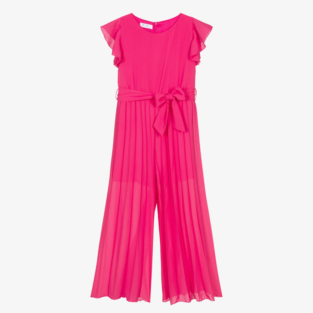 Elsy-Girls Fuchsia Pink Pleated Jumpsuit | Childrensalon Outlet