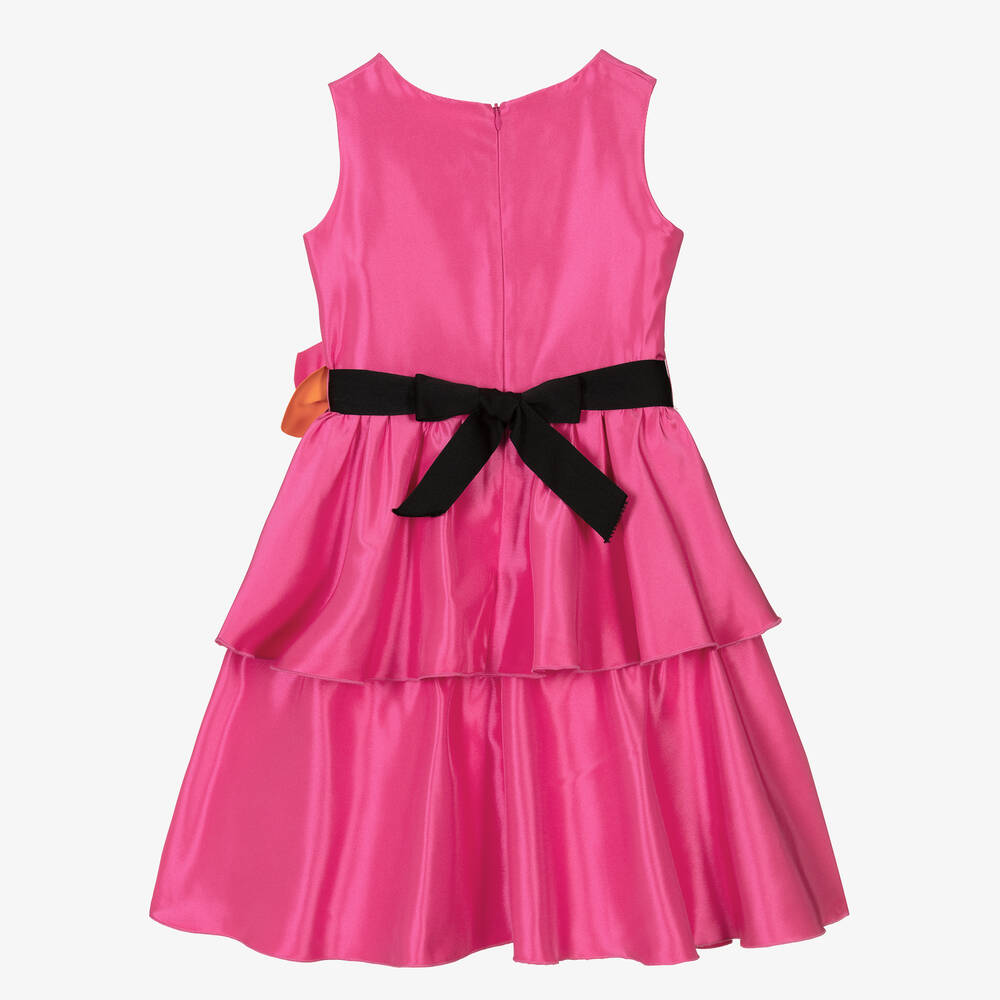 Elsy-Girls Fuschia Pink Satin Flower Dress | Childrensalon Outlet
