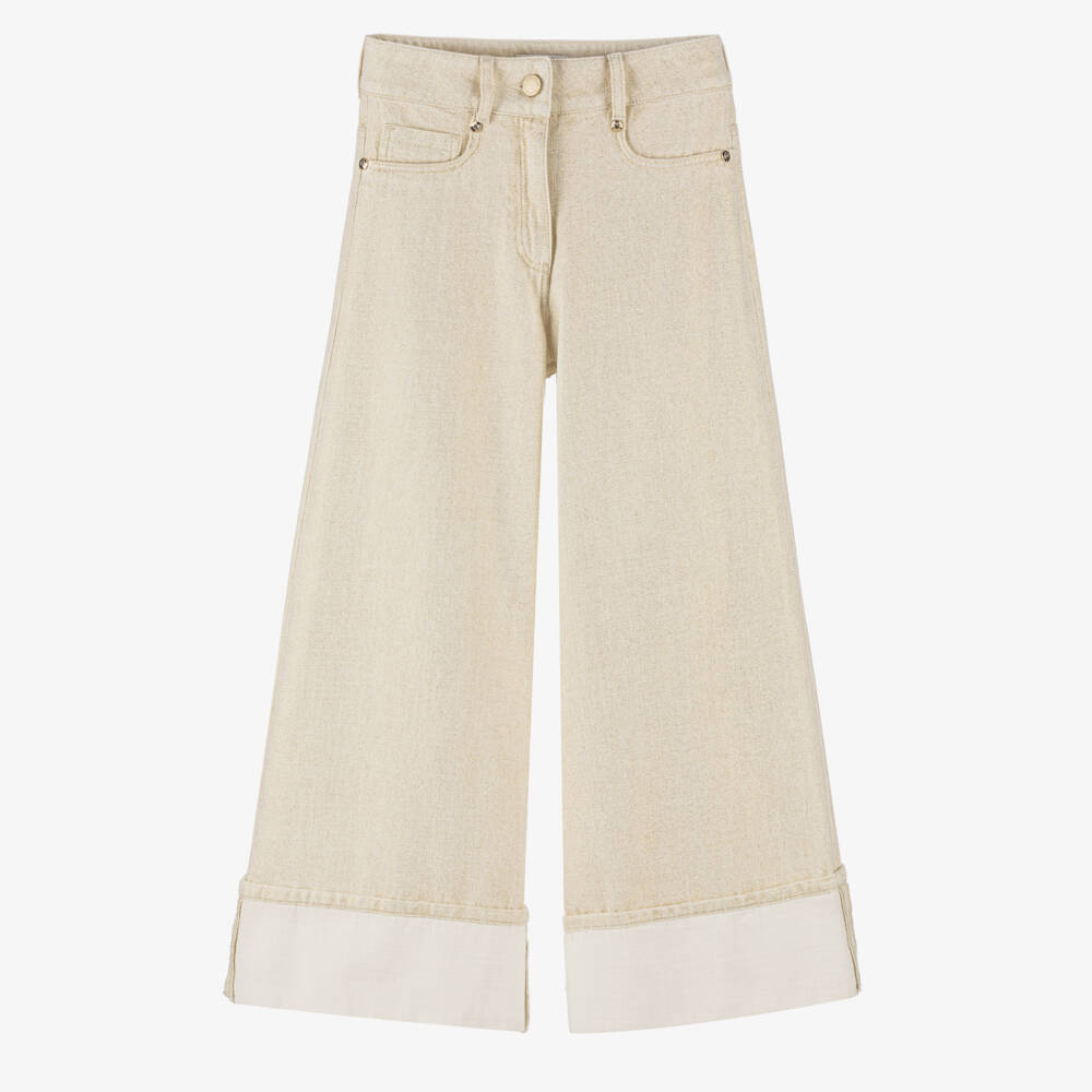 couture by Elsy-Girls Glittering Ivory Wide-Leg Pants | Childrensalon Outlet