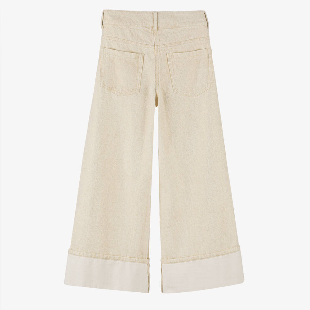 couture by Elsy-بنطلون عاجي واسع لامع للبنات | Childrensalon Outlet