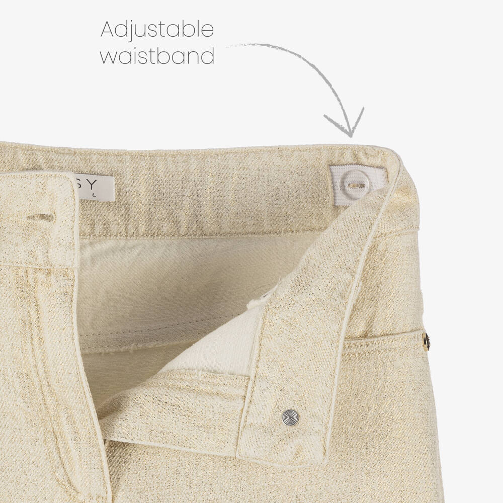 couture by Elsy-بنطلون عاجي واسع لامع للبنات | Childrensalon Outlet