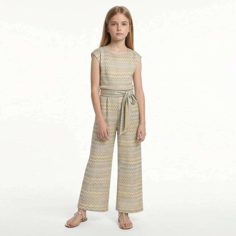 Elsy couture by-Girls Gold & Yellow Zigzag Jumpsuit | Childrensalon Outlet