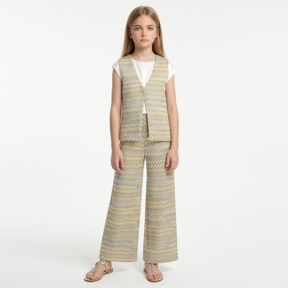 Elsy couture by-Girls Gold & Yellow Zigzag Trousers | Childrensalon Outlet