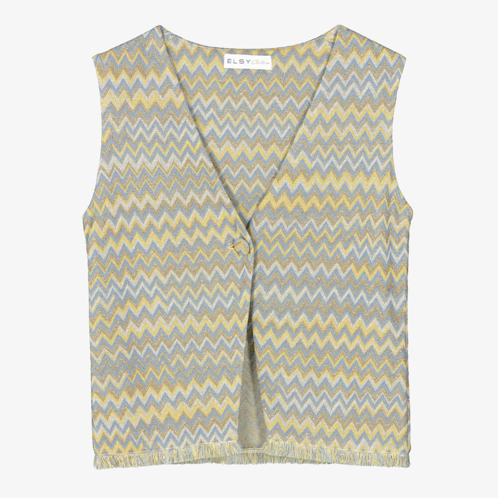 Elsy couture by-Girls Gold & Yellow Zigzag Waistcoat | Childrensalon Outlet