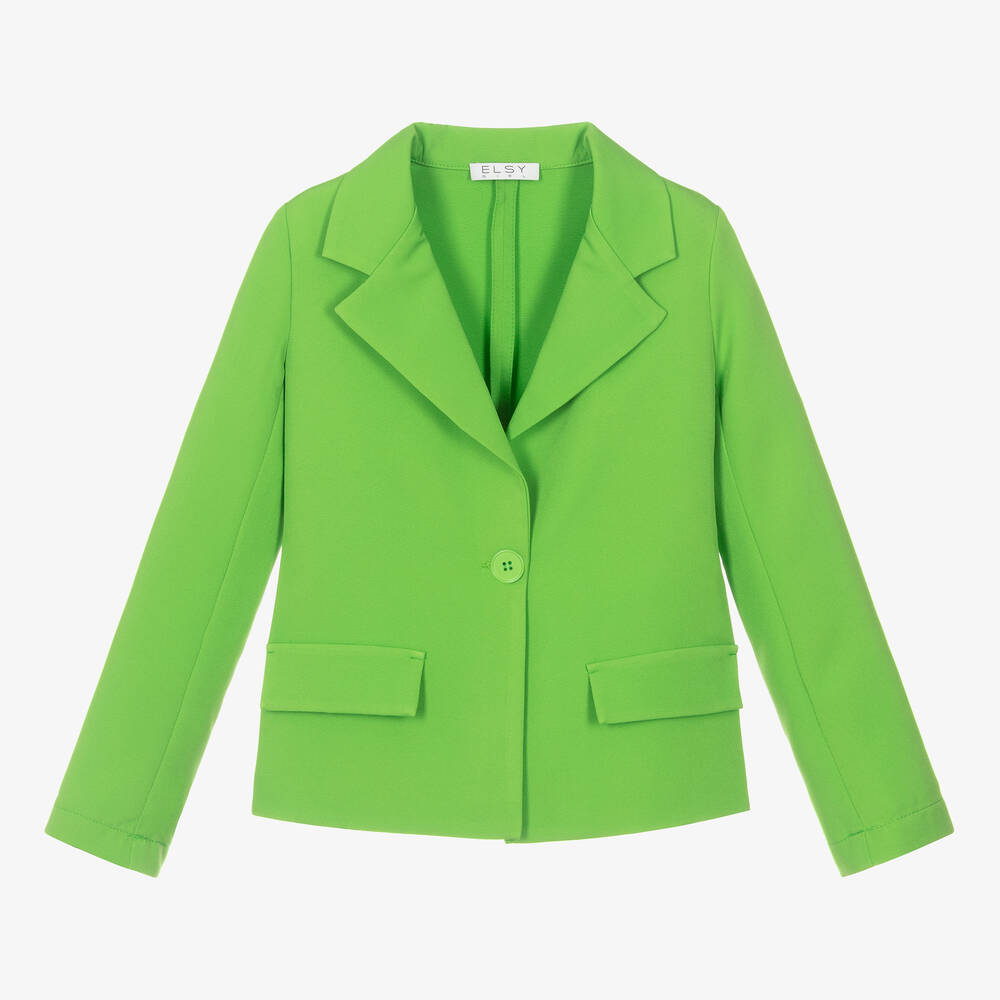 Elsy - Grüner Crêpe-Blazer für Mädchen | Childrensalon