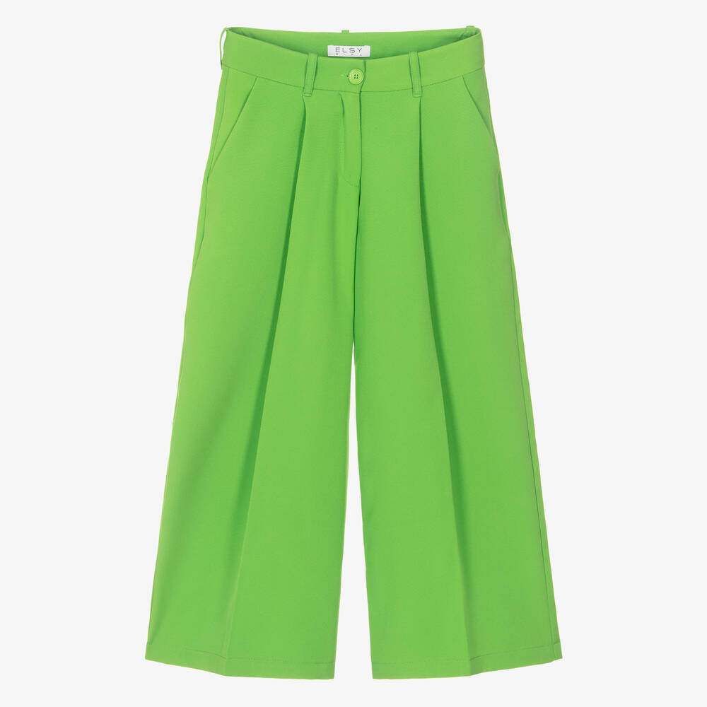 Elsy - Широкие зеленые брюки из крепа | Childrensalon