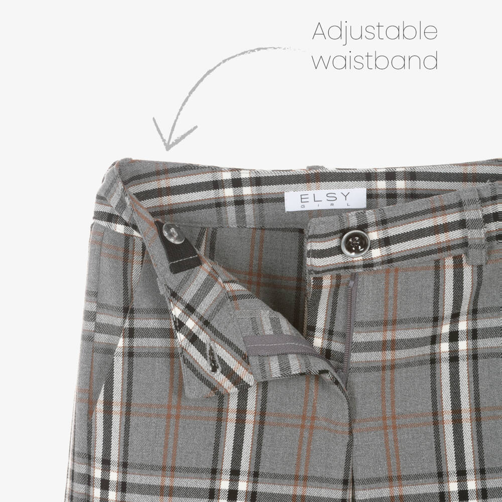 Elsy-Girls Grey Check Cargo Pants | Childrensalon Outlet