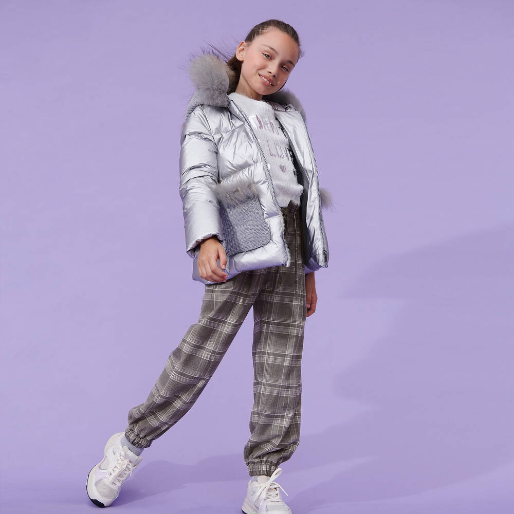 Elsy-Серые брюки в клетку для девочек | Childrensalon Outlet