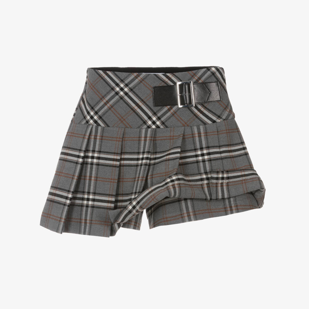 Elsy-Girls Grey Checked Skirt Shorts | Childrensalon Outlet