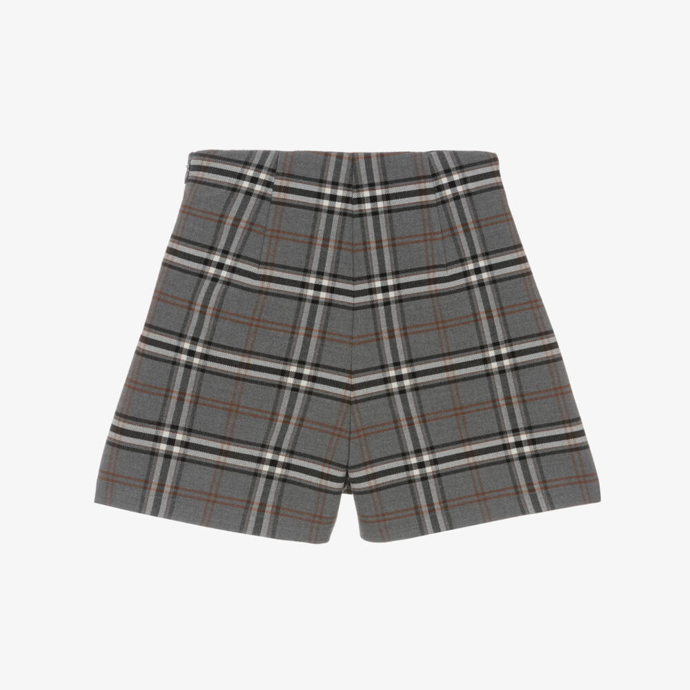 Elsy-Girls Grey Checked Skirt Shorts | Childrensalon Outlet