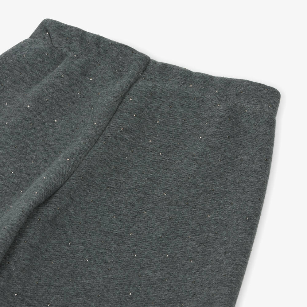 Elsy-Girls Grey Jersey Trousers with Sparkly Studs | Childrensalon Outlet