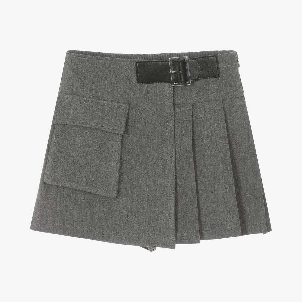 Elsy - Girls Grey Pleated Skort | Childrensalon