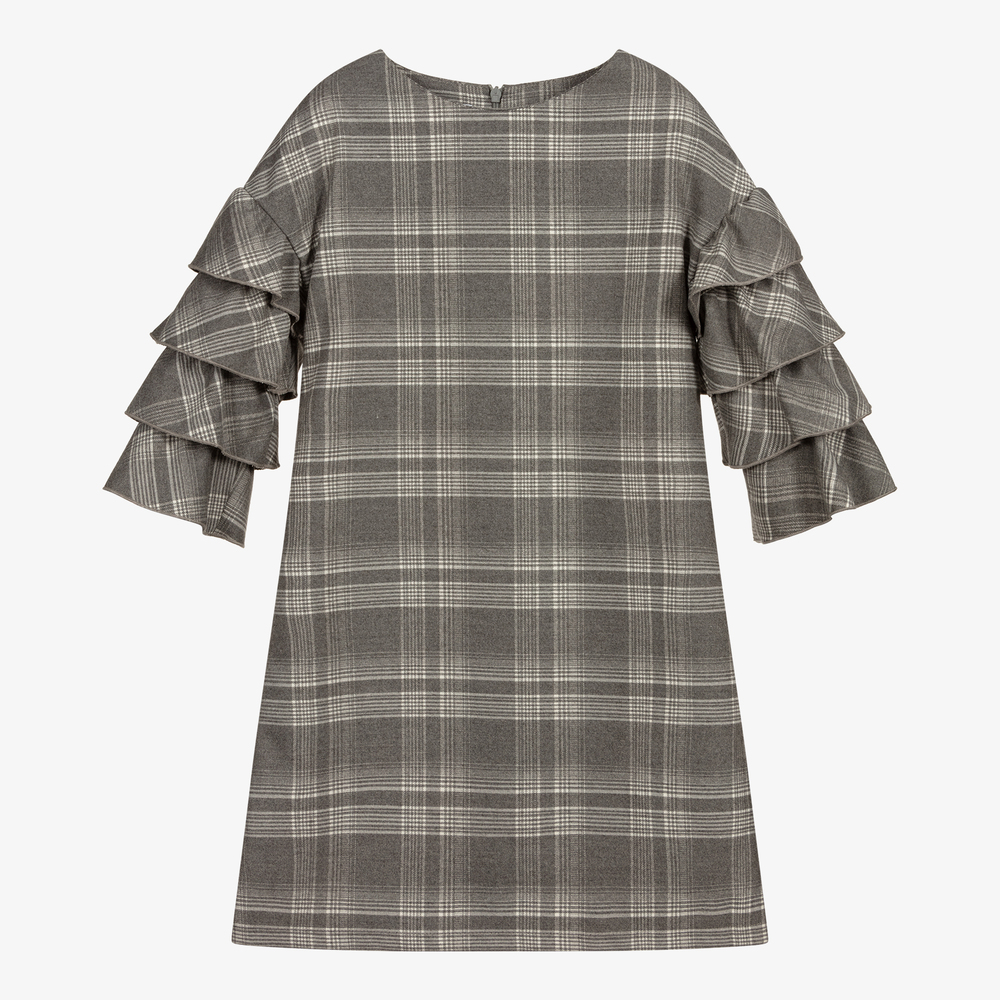 Elsy - Kariertes Kleid in Grau & Weiß (M) | Childrensalon